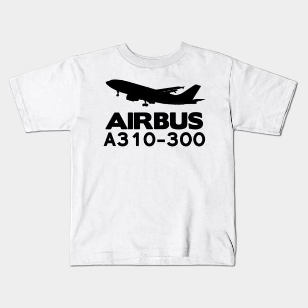 Airbus A310-300 Silhouette Print (Black) Kids T-Shirt by TheArtofFlying